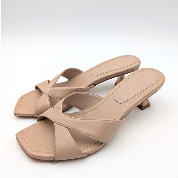 Stuart Weitzman Miami 50 Slide Sandal Women's Golden Beige Size US7 EU38 - Picture 1 of 12